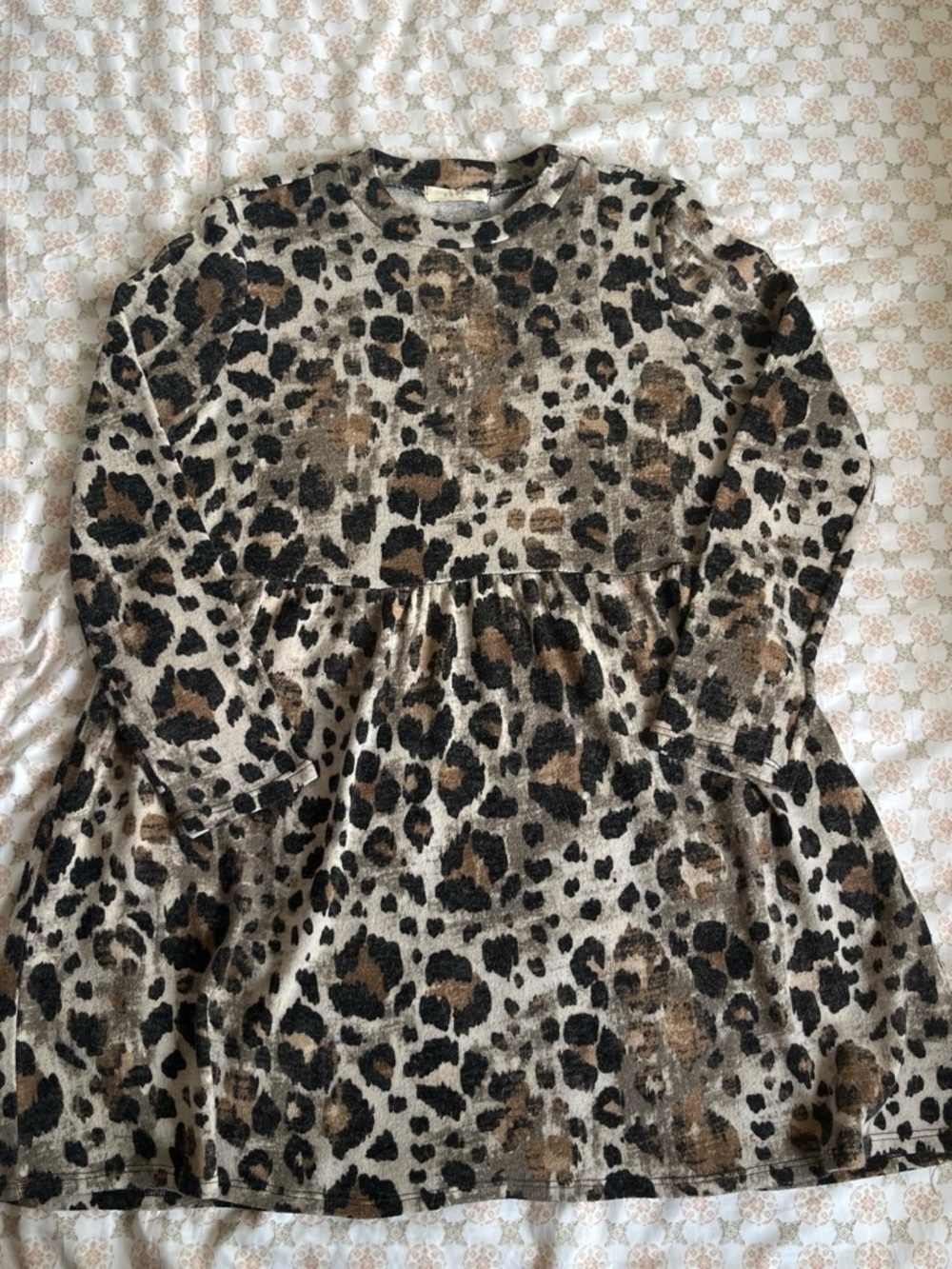 Animal print fall furry babydoll sweater dress by Entro - Picture 2 of 5